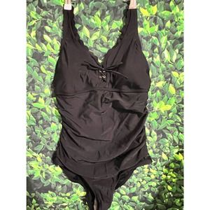 NWT Kona Sol Women's One Piece Swimsuit - Black 14W